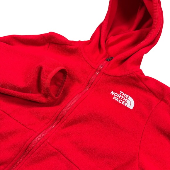 The North Face Red Fleece Full Zip Hoodie Jacket Kids Size S/P 7/8 - Picture 1 of 9